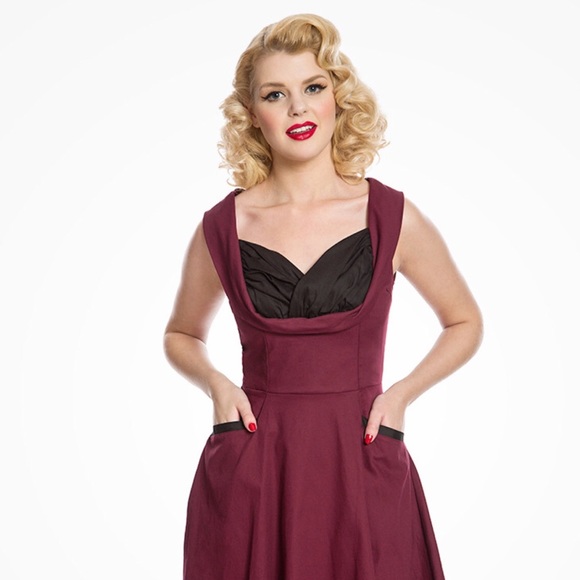 Lindy Bop Dresses & Skirts - Lindy bop Ophelia burgundy and black pinup dress